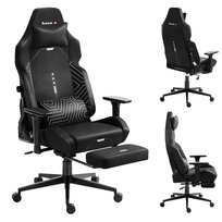 Fotel Gamingowy Huzaro Force 8.1, Aksamitny materiał, z wysuwanym podnóżkiem, krzesło dla gracza, Czarny