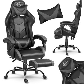 Fotel gamingowy, komputerowy, krzesło gracza, podnóżek, kubełkowy Sofotel Cerber, czarno-szary - SOFOTEL