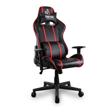 Fotel gamingowy Raptor - X obrotowy biurowy czarny z czerwonymi paskami KO10X - eCarla