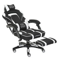 Fotel Gamingowy z podnóżkiem DEUS X-Stream z tkaniny biało-czarny