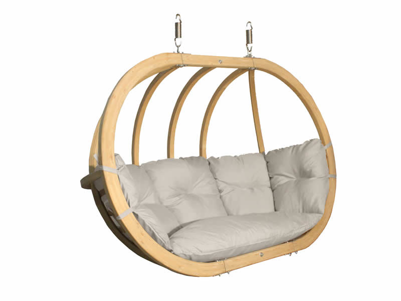 Фото - Садова гойдалка Koala Fotel hamakowy drewniany, kremowy Swing Chair Double (3) 