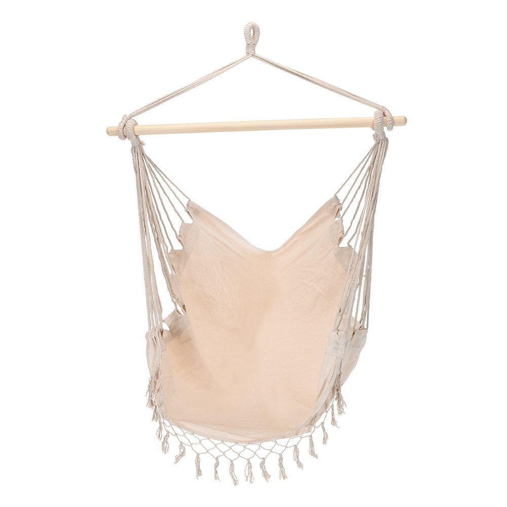 Fotel hamakowy z frędzlami AMBIANCE Boho, kremowy