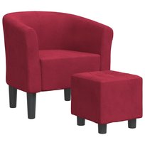 Fotel klubowy z podnóżkiem - winna czerwień, 70x56