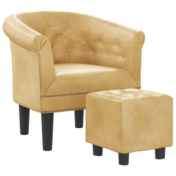 Fotel klubowy z podnóżkiem - złoty (70x56x68 cm) - Zakito