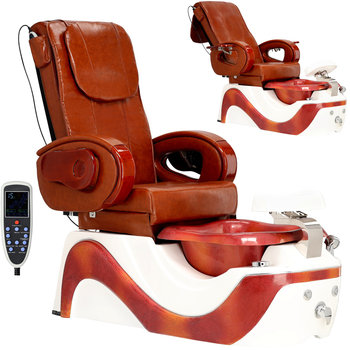 Fotel Kosmetyczny Elektryczny Z Masażem Do Pedicure Stóp Do Salonu Spa Brązowy - ENZO