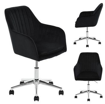 Fotel krzesło obrotowy biurowy welur podstawa chrom czarny - HOME INVEST INTERNATIONAL