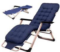 Fotel Leżak Turystyczny Ogrodowy Plażowy Materac Niebieski