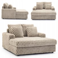 Fotel Leżanka Kanapa Sofa do Spania Salonu Welur Pluszowy KOBEL Beżowy