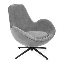 Fotel LUNAIRE obrotowy w tkaninie TEDDY BOUCLÉ szary 86x76x87 cm HOMLA