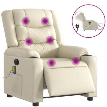 Fotel masujący elektryczny, kremowy, 77x93x99 cm - Zakito