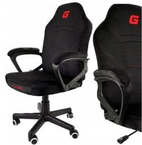 Fotel obrotowy gamingowy do biurka czarny welur MARIO ALCANTARA BLACK