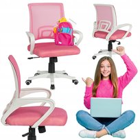 Fotel Obrotowy Różowy Młodzieżowy Krzesło Obrotowe Dla Dziecka Różowe NATE
