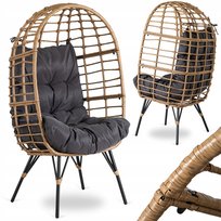 Fotel Ogrodowy Kokon Wypoczynkowy Rattanowy Na Taras MADISON szary