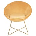 Fotel okrągły z poduszką na złotych nogach : Kolor - Żółty - MIA home