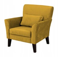 Fotel Patryk skandynawski żółty welur/plusz - wygodny i stylowy fotel do salonu