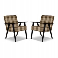 Fotel PRL zestaw retro vintage SOLER Family Meble krata brązowo - beżowa