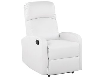 Fotel rozkładany ekoskóra LED z ładowarką biały VIRRAT - Beliani