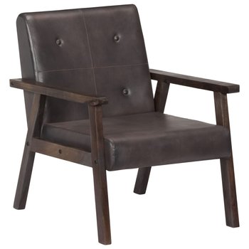Fotel skórzany szary 61x70x74 cm - Zakito