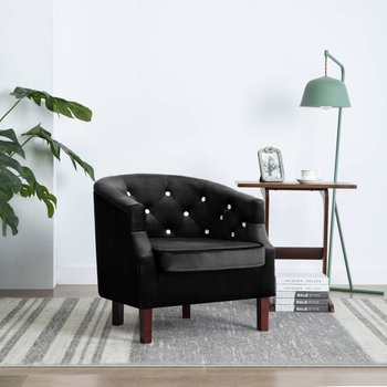 Fotel tapicerowany aksamitem vidaXL, czarny, 65x64x65 cm - vidaXL