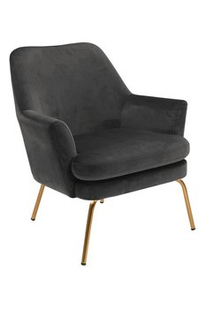 Fotel tapicerowany na złotych nogach Royal : Kolor - Dark grey - MIA home