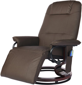 Fotel TV wypoczynkowy FUNFIT Home&Office z masażem, grzaniem i podnóżkiem, brązowy - FUNFIT HOME&OFFICE