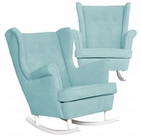 Fotel uszak bujany skandynawski welur Hunter Family Meble błękitny