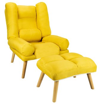 Fotel Uszak Rozkładany Żółty Z Podnóżkiem Salon - Szchara