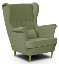 Fotel uszak wygodny skandynawski styl Golden zielony oliwkowy