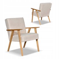 Fotel w stylu PRL retro vintage SOLER Family Meble beżowy welur Hunter