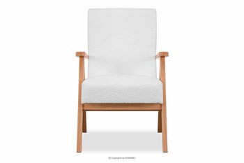 Fotel w stylu PRL tkanina baranek biały NASET Konsimo - Konsimo