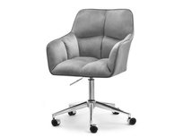 Fotel welurowy do biurka z regulacją wysokości ISLA Szary na podstawue chrom