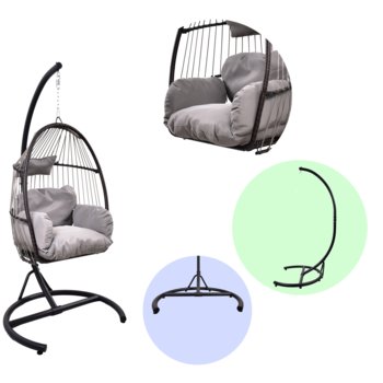 FOTEL WISZĄCY BUJANY OGRODOWY KOSZ HUŚTAWKA JAJO KOKON SKŁADANY PREMIUM - SHOPUJ.PL