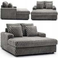 Fotel Wypoczynkowy Kanapa Sofa do Spania Salonu Welur Pluszowy KOBEL Szary MEBEL ELITE