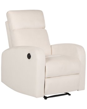 Fotel z elektryczną funkcją relaksu welurowy biały VERDAL - Beliani