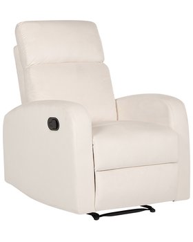 Fotel z manualną funkcją relaksu welurowy biały VERDAL - Beliani