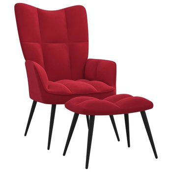 Fotel z podnóżkiem - 61x70x96,5 cm, winna czerwień - Zakito