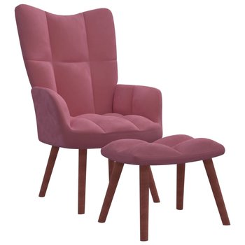 Fotel z podnóżkiem aksamitny różowy 61,5x69x95,5cm - Zakito Europe