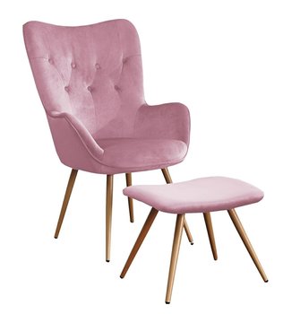 Fotel z podnóżkiem Beyla VIC różowy - Intesi