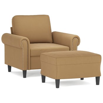 Fotel z podnóżkiem, brązowy, 60 cm, obity aksamit - vidaXL