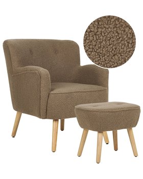 Fotel z podnóżkiem brązowy boucle TUMBA - Beliani