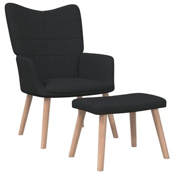 Fotel z podnóżkiem, czarny, 61,5x69x95,5 cm - Zakito
