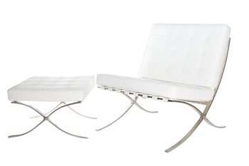 Fotel z podnóżkiem D2.DESIGN BA1, biały, 75x77x78 cm - D2.DESIGN