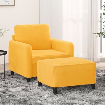 Fotel z podnóżkiem, jasnożółty, 60 cm, aksamit - vidaXL