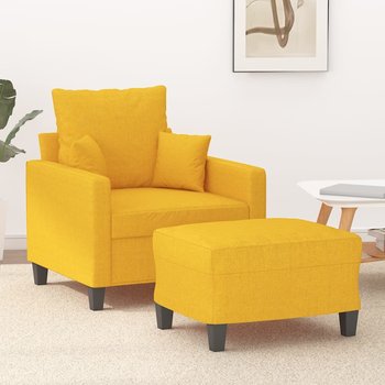 Fotel z podnóżkiem, jasnożółty, 60 cm, tkanina - vidaXL