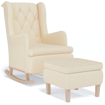 Fotel z podnóżkiem kremowy 65x91x100 cm + stołek 5 - Zakito
