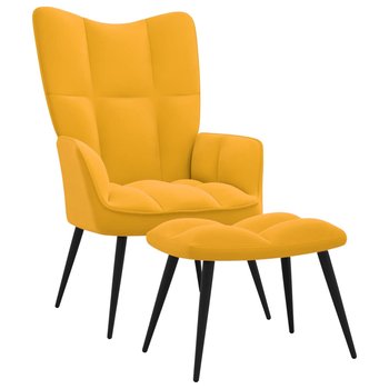 Fotel z podnóżkiem - musztardowy żółty, 61x70x96,5 - Zakito