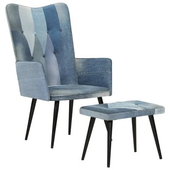 Fotel z podnóżkiem Patchworkowy Blue 55x43x97 cm - Zakito Europe