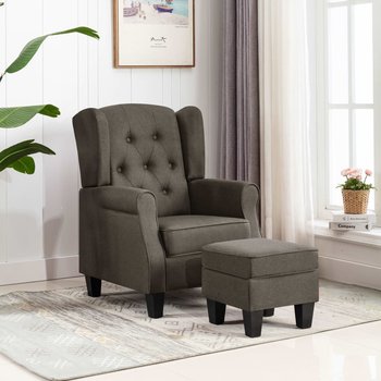 Fotel z podnóżkiem tapicerowany tkaniną VIDAXL, taupe, 68x78x94 cm - vidaXL