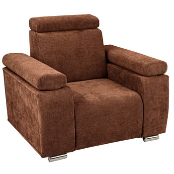 Fotel z regulowanym zagłówkiem i podłokietnikami MILAN w kolorze brązowym - Postergaleria