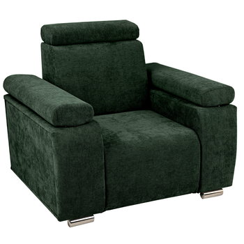 Fotel z regulowanym zagłówkiem i podłokietnikami MILAN w kolorze ciemnym zielonym - Postergaleria